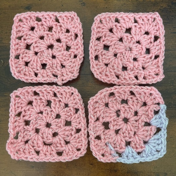 NWT Lot set off 8 Shades of Cotton Candy Granny Square.Handmade, Crochet, Art - Picture 2 of 2